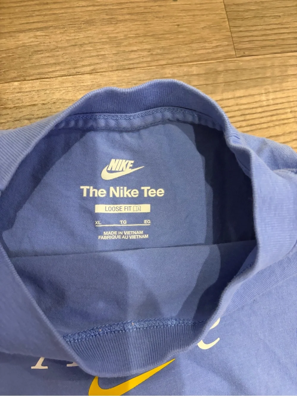Nike Light Blue 'Athlete' Short-Sleeve Tee with Yellow Accent kids xl loose fit
